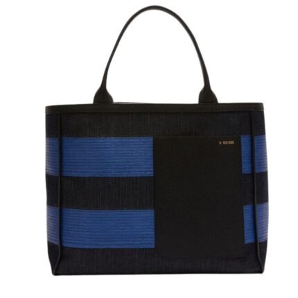 VALEXTRA TOTE BAG DENIM STRIPE MEDIUM