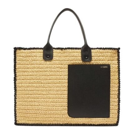 VALEXTRA SOFT TOTE RAFFIA CROCHET LARGE BAG