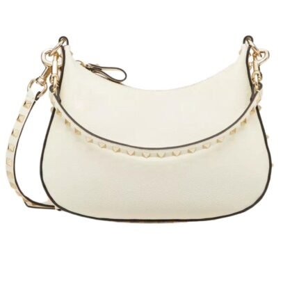 VALENTINO SMALL ROCKSTUD HOBO BAG IN GRAINY CALFSKIN