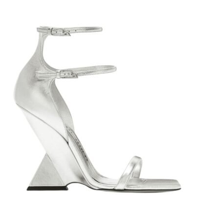 THE ATTICO ''GRACE'' SILVER ANKLE STRAP SANDAL