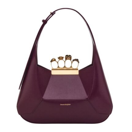 ALEXANDER MCQUEEN WOMENS THE JEWELLED HOBO BAG IN BURGUNDY