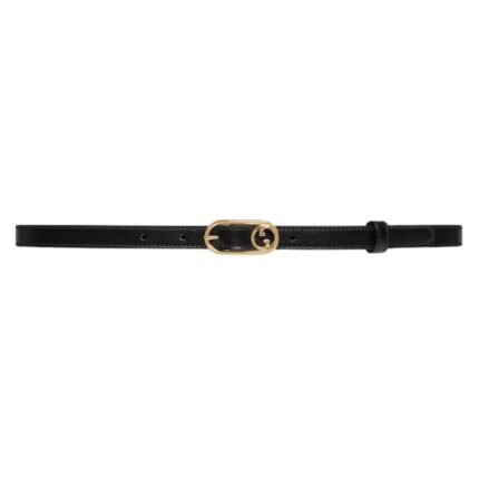 GUCCI THIN BELT WITH ROUND INTERLOCKING G