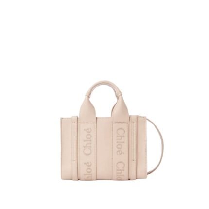 CHLOE MINI WOODY TOTE BAG CEMENT PINK