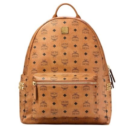 MCM STARK SIDE STUDS BACKPACK IN VISETOS COGNAC