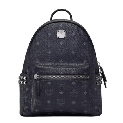 MCM STARK SIDE STUDS BACKPACK IN VISETOS BLACK