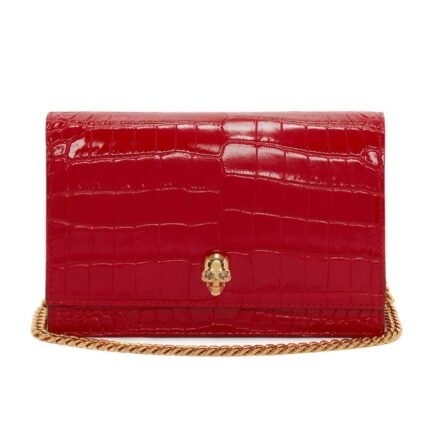 ALEXANDER MCQUEEN WOMANS SMALL SKULL IN DEEP RED