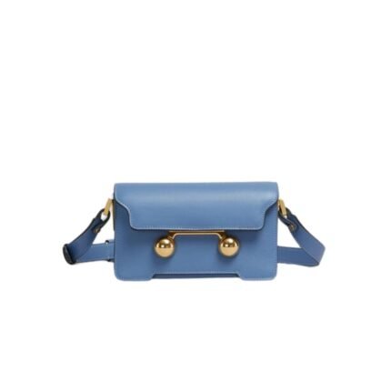 MARNI BLUE LEATHER TRUNKAROO MINI SHOULDER BAG