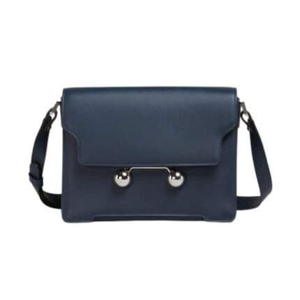 MARNI DEEP BLUE LEATHER TRUNKAROO MEDIUM SHOULDER BAG