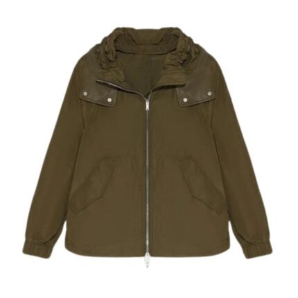 YVES SALOMON SHORT TECHNICAL FABRIC AND LEATHER PARKA