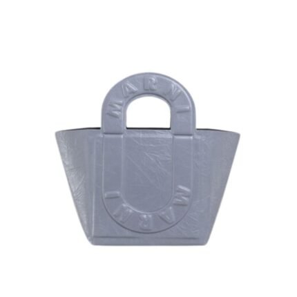 MARNI GREY LEATHER SWEEDY SMALL TOTE BAG
