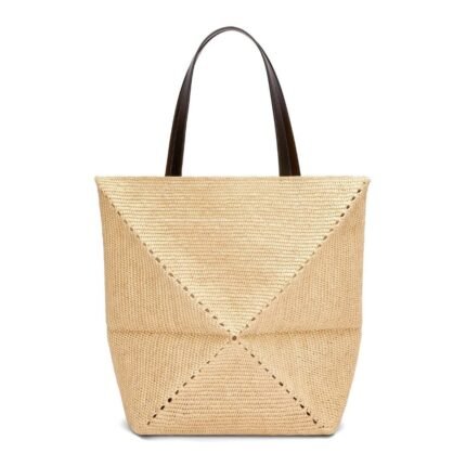 LOEWE PUZZLE FOLD TOTE XL BAG IN RAFFIA