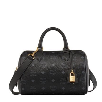 MCM SMALL ELLA BOSTON BAG IN VISETOS BLACK