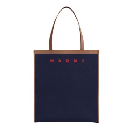 MARNI TRUNK SOFT IN BLUE AND BROWN KNIT FABRIC