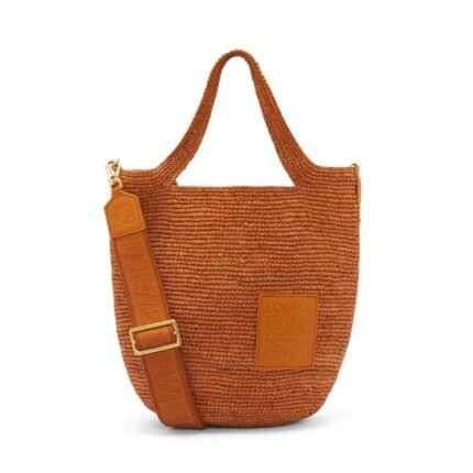 LOEWE MINI SLIT BAG IN RAFFIA AND CALFSKIN