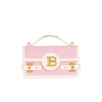 BALMAIN BUZZ SHOULDER 24 CANVAS AND LEATHER BAG