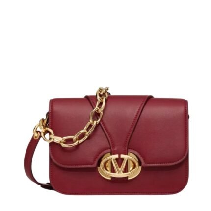 VALENTINO GARAVANI VLOGO O'CLOCK SMALL NAPPA LEATHER SHOULDER BAG WITH CHAIN