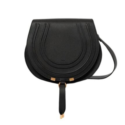 CHLOE MARCIE SADDLE BAG IN GRAINED LEATHER BLACK