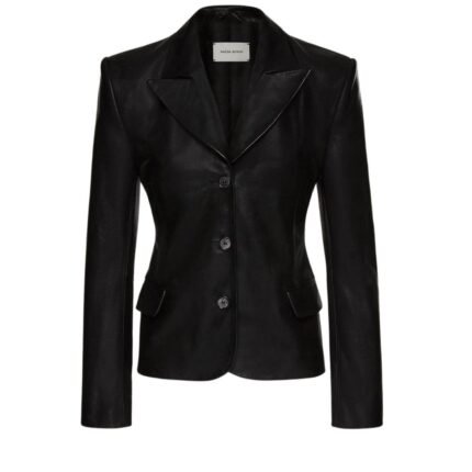 MAGDA BUTRYM FITTED LEATHER BLAZER IN BLACK