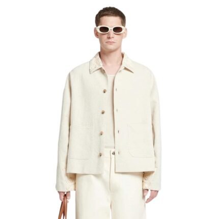 NANUSHKA MILLER EMBROIDERED WASHED CANVAS JACKET NUDE