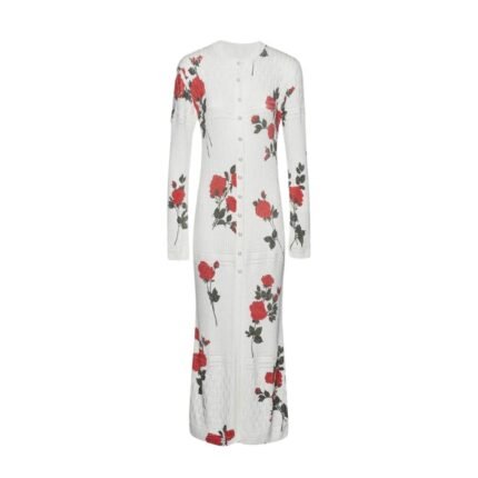 MAGDA BUTRYM ROSE DUSTER CARDIGAN IN WHITE PRINT