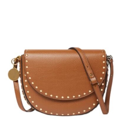 STELLA MCCARTNEY FRAYME STUDDED GRAINY ALTER MAT MEDIUM FLAP SHOULDER BAG