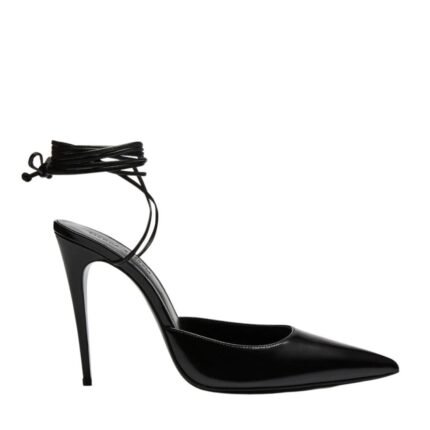 MAGDA BUTRYM POINTED-TOE MULE WRAP PUMPS IN BLACK LEATHER