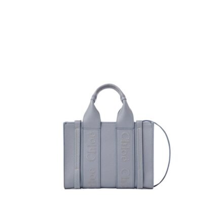 CHLOE MINI WOODY TOTE BAG STORM BLUE