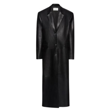 MAGDA BUTRYM SINGLE BREASTED LEATHER COAT IN BLACK