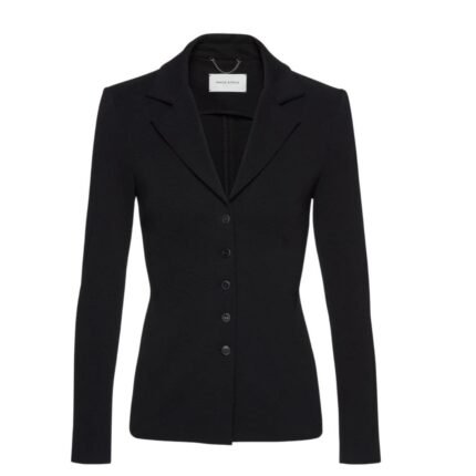 MAGDA BUTRYM LONGLINE JERSEY BUTTONED BLAZER IN BLACK