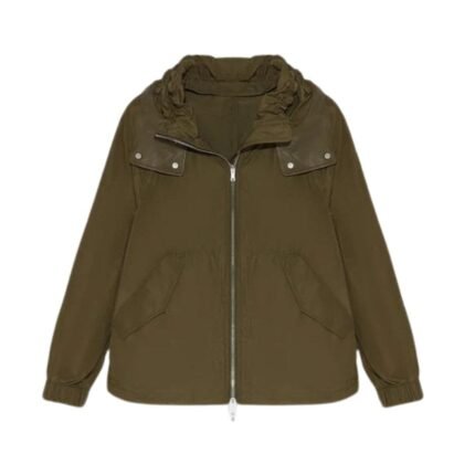 YVES SALOMON SHORT TECHNICAL FABRIC AND LEATHER PARKA