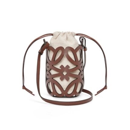 LOEWE POCKET WITH CUT OUT ANAGRAM IN CALFSKIN AND CLASSIC CANVAS