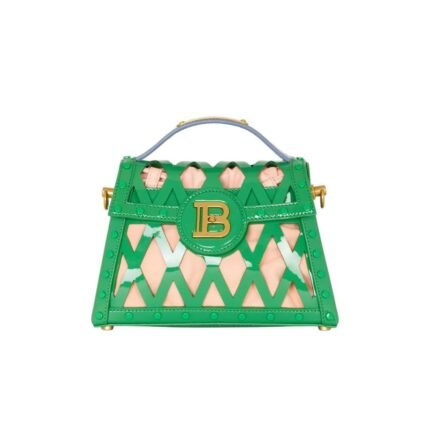 BALMAIN BUZZ DYNASTY BAG IN PATENT LEATHER WITH AN OPENWORK GRID MOTIF