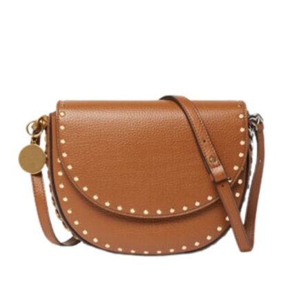 STELLA MCCARTNEY FRAYME STUDDED GRAINY ALTER MAT MEDIUM FLAP SHOULDER BAG