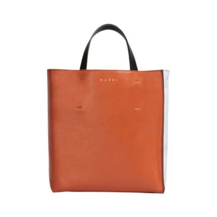 MARNI BROWN PALE BLUEBLACK TUMBLED LEATHER MUSEO SOFT BAG