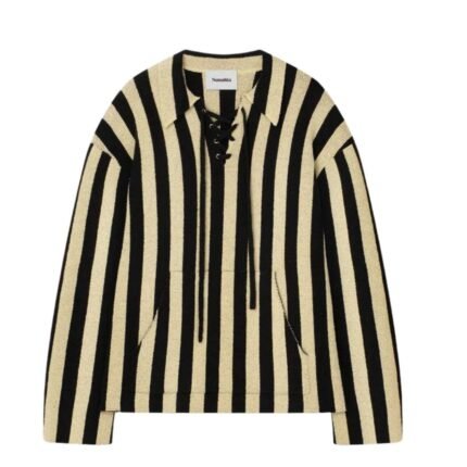 NANUSHKA JORRIT STRIPED TERRY-KNIT SWEATER BLACK/PALE YELLOW