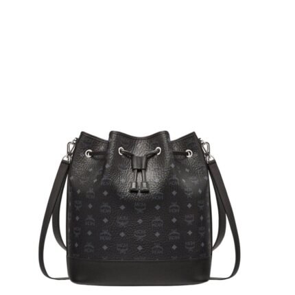 MCM LARGE DESSAU DRAWSTRING BAG IN VISETOS BLACK