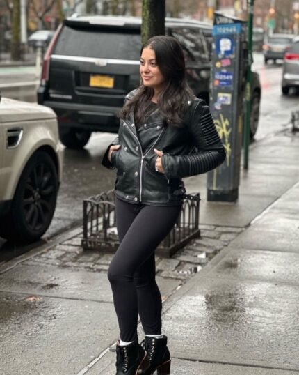 WOMEN LEATHER- BLACK BIKER RIBBLES (LOREN BROVARNIK EDITION)