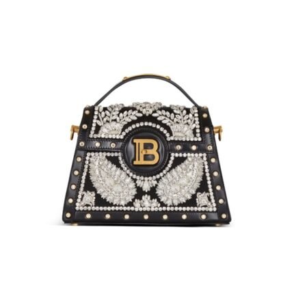 BALMAIN B-BUZZ DYNASTY BAG IN EMBROIDERED SATIN