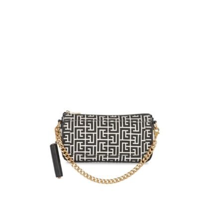 BALMAIN MONOGRAM CANVAS B-ARMY CLUTCH BAG