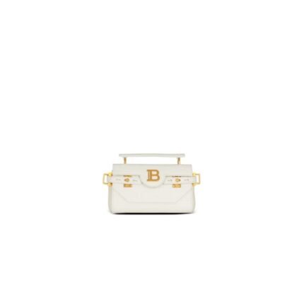 BALMAIN B-BUZZ 19 MONOGRAM GRAINED LEATHER BAG