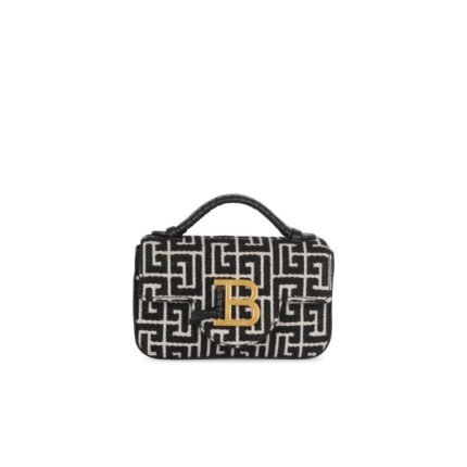BALMAIN B-BUZZ MINI MONOGRAMMED JACQUARD BAG