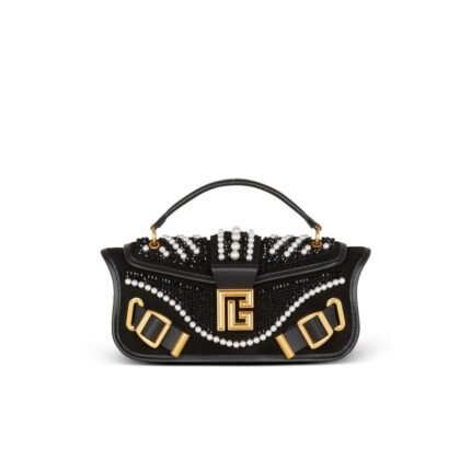 BALMAIN BLAZE POUCH BAG IN BEADED LEATHER