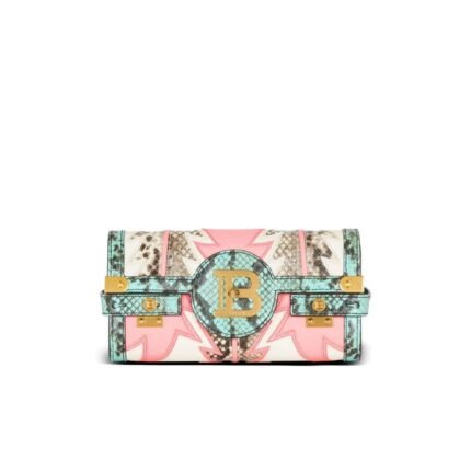 BALMAIN B-BUZZ 23 POUCH PATCHWORK LEATHER CLUTCH