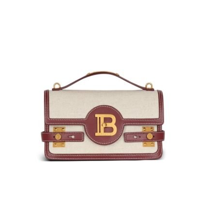 BALMAIN B-BUZZ 24 CANVAS AND LEATHER BAG