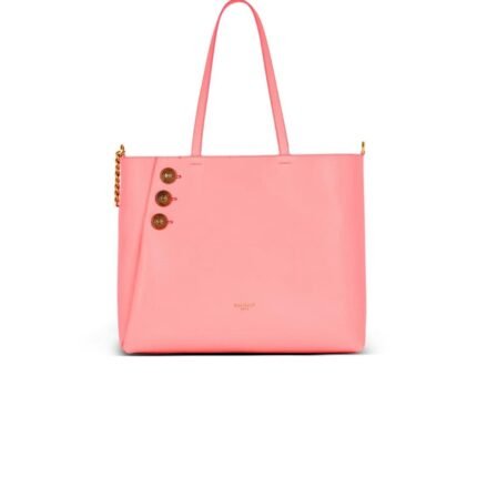 BALMAIN EMBLÈME GRAINED LEATHER TOTE BAG